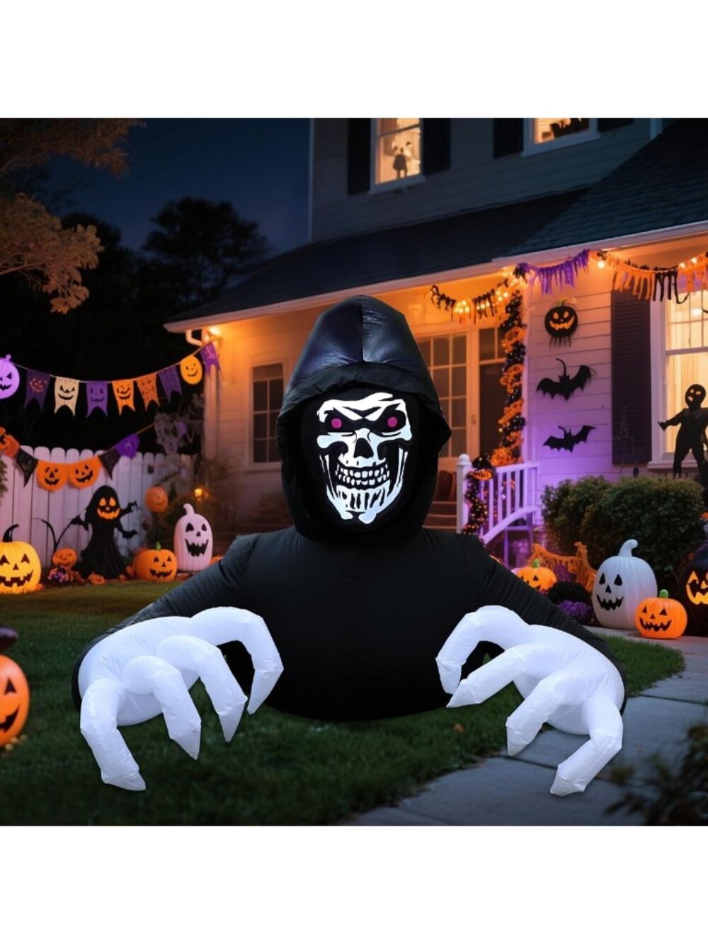 6FT Grim Reaper Inflatable Halloween Decoration for Outdoor Yard Display